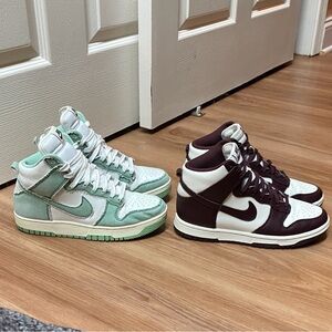 Nike Dunk High 1985 "Green Denim" And Nike Dunk High “Burgundy Crush” Sizes 6.5